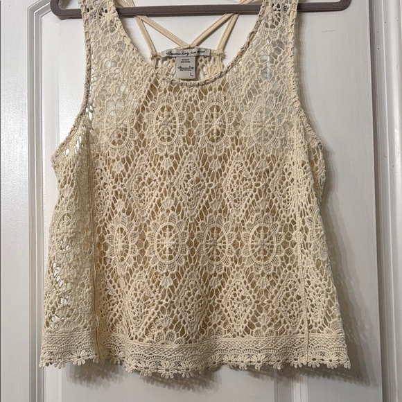 Cream Lace Crochet Top and Lace Bandeau Top and Skirt. - Picture 4 of 7